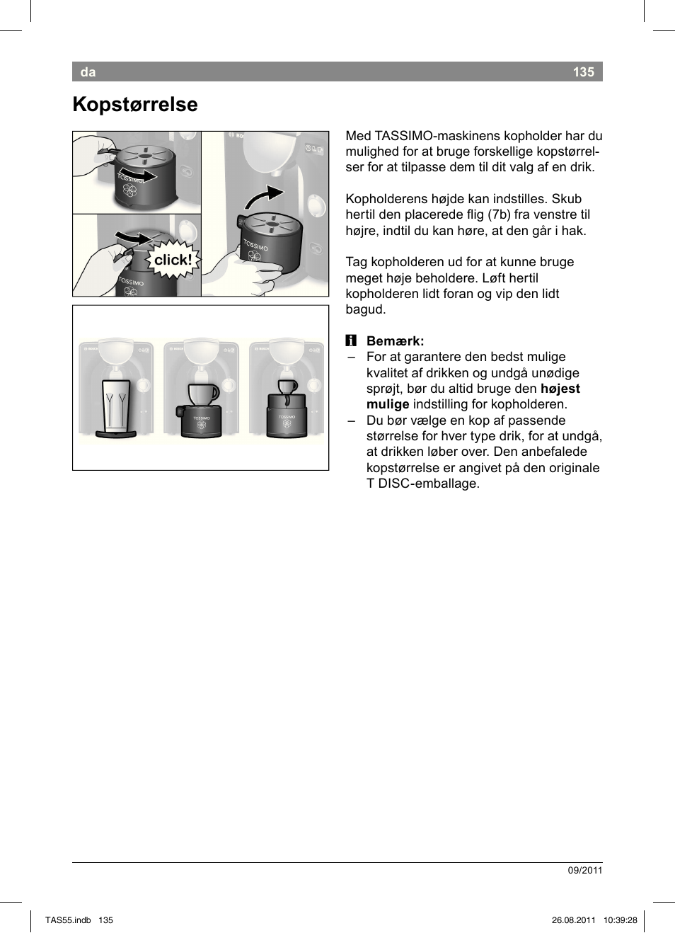 Kopstørrelse | Bosch TASSIMO Multi-Getränke-Automat T55 TAS5542 opal black schwarz User Manual | Page 137 / 190