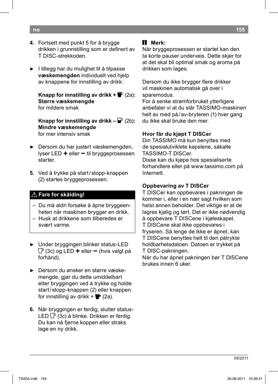 Bosch TASSIMO Multi-Getränke-Automat T55 TAS5542 opal black schwarz User Manual | Page 157 / 190