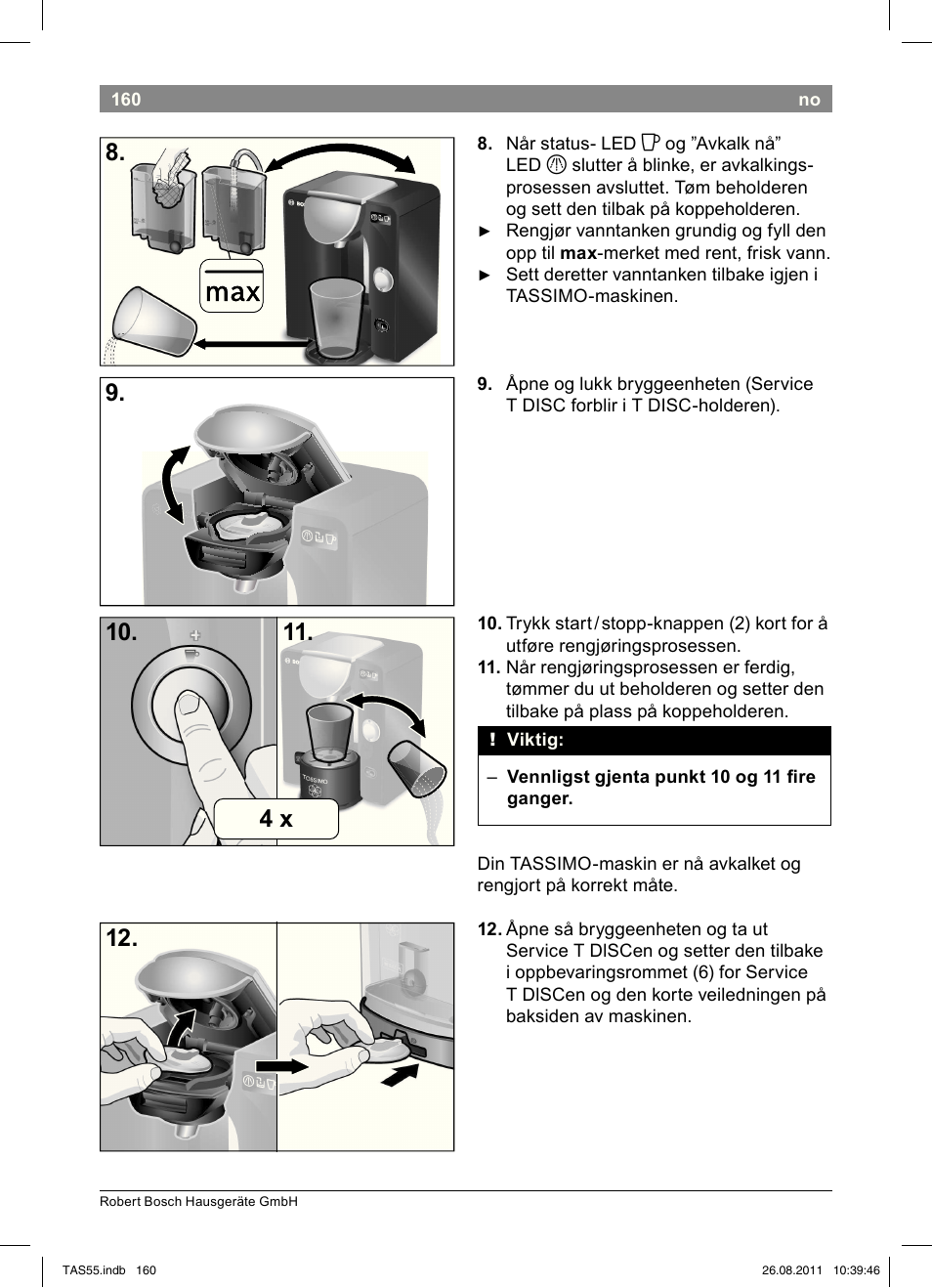 Bosch TASSIMO Multi-Getränke-Automat T55 TAS5542 opal black schwarz User Manual | Page 162 / 190