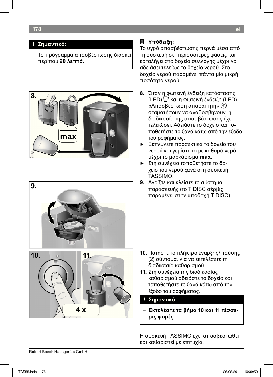 Bosch TASSIMO Multi-Getränke-Automat T55 TAS5542 opal black schwarz User Manual | Page 180 / 190