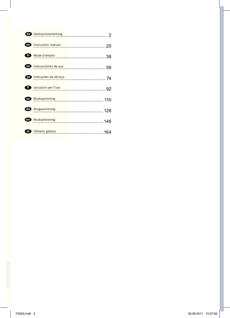 Bosch TASSIMO Multi-Getränke-Automat T55 TAS5542 opal black schwarz User Manual | Page 2 / 190