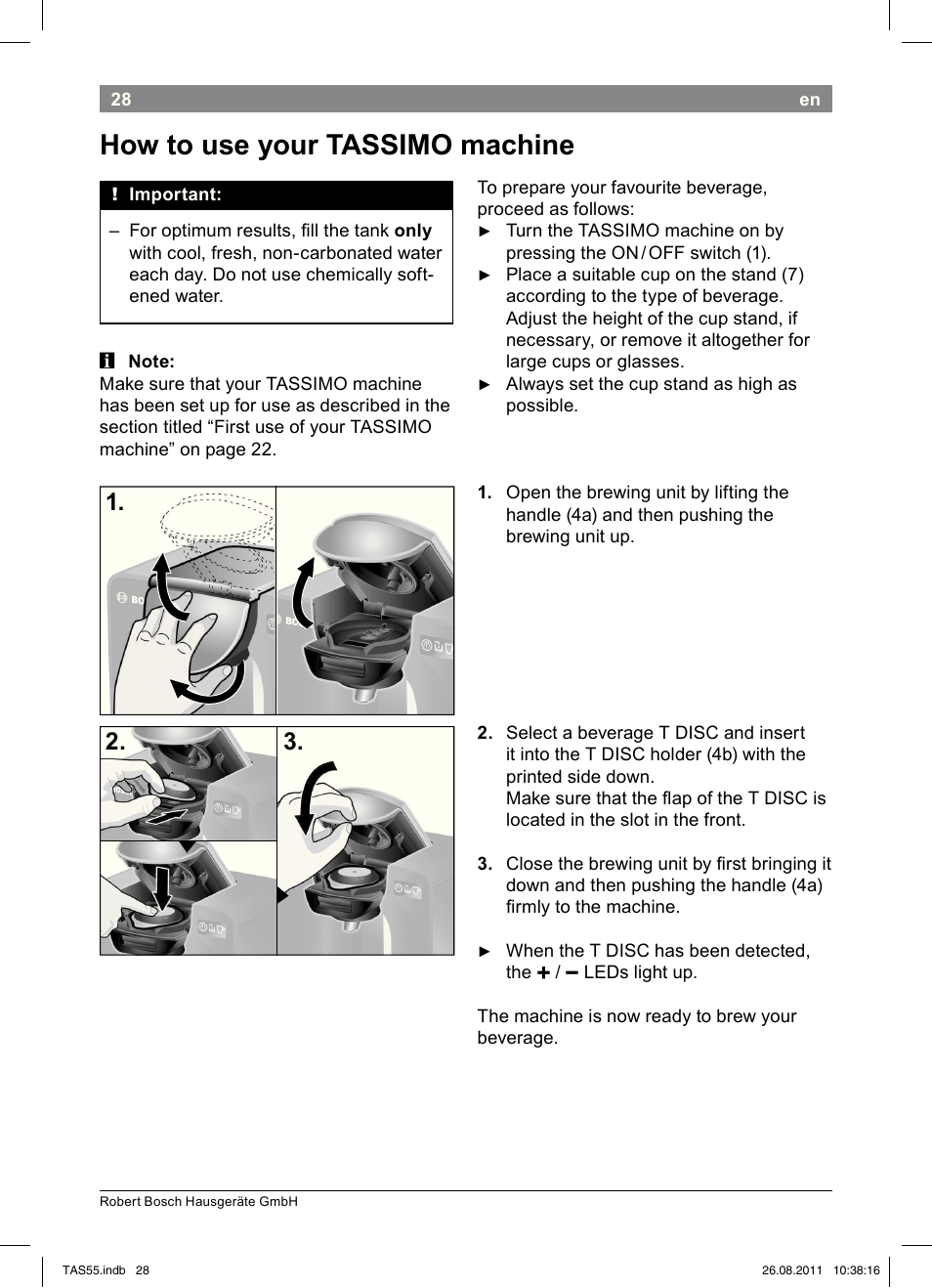 How!to!use!your!tassimo!machine | Bosch TASSIMO Multi-Getränke-Automat T55 TAS5542 opal black schwarz User Manual | Page 30 / 190