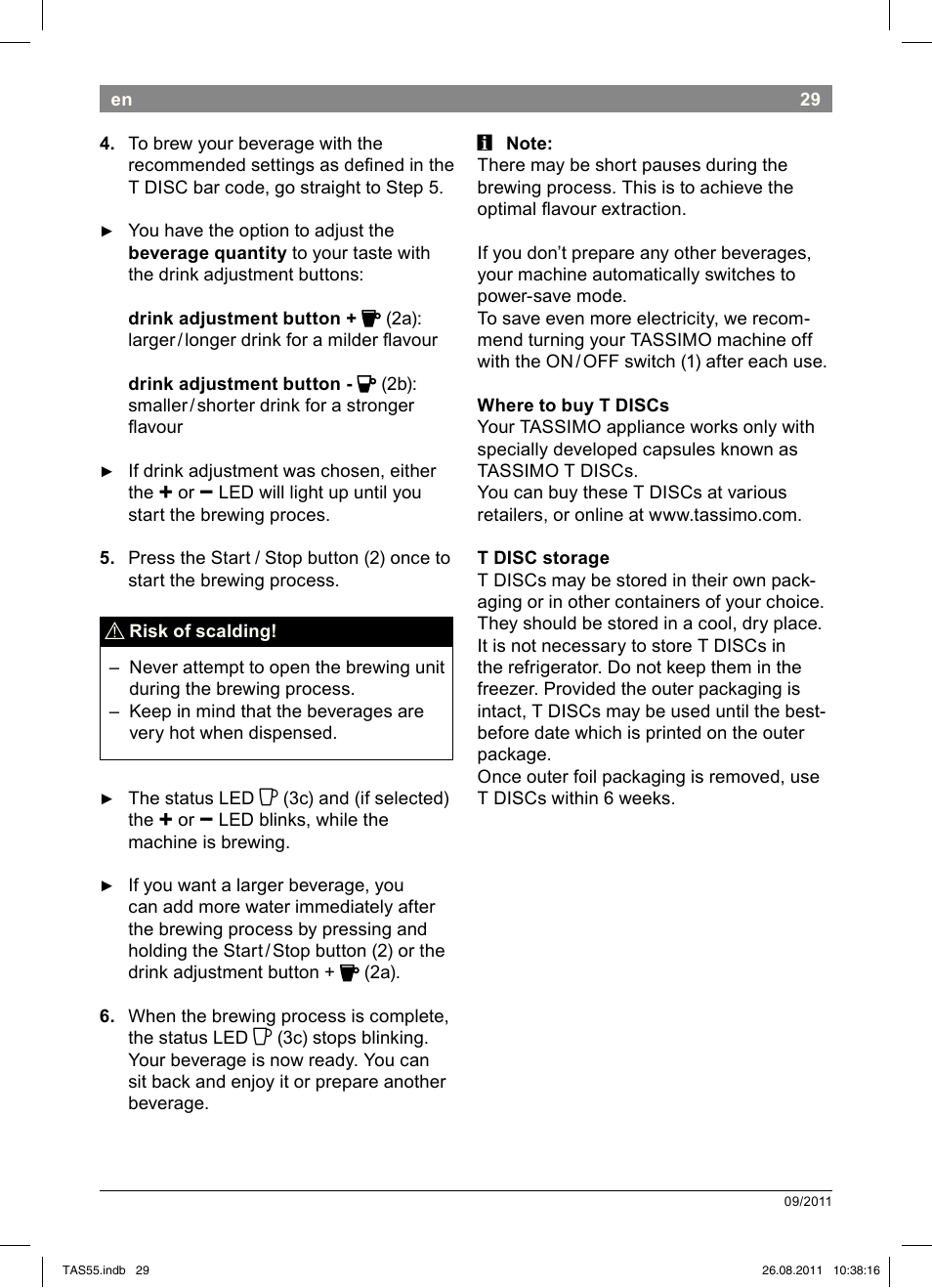 Bosch TASSIMO Multi-Getränke-Automat T55 TAS5542 opal black schwarz User Manual | Page 31 / 190