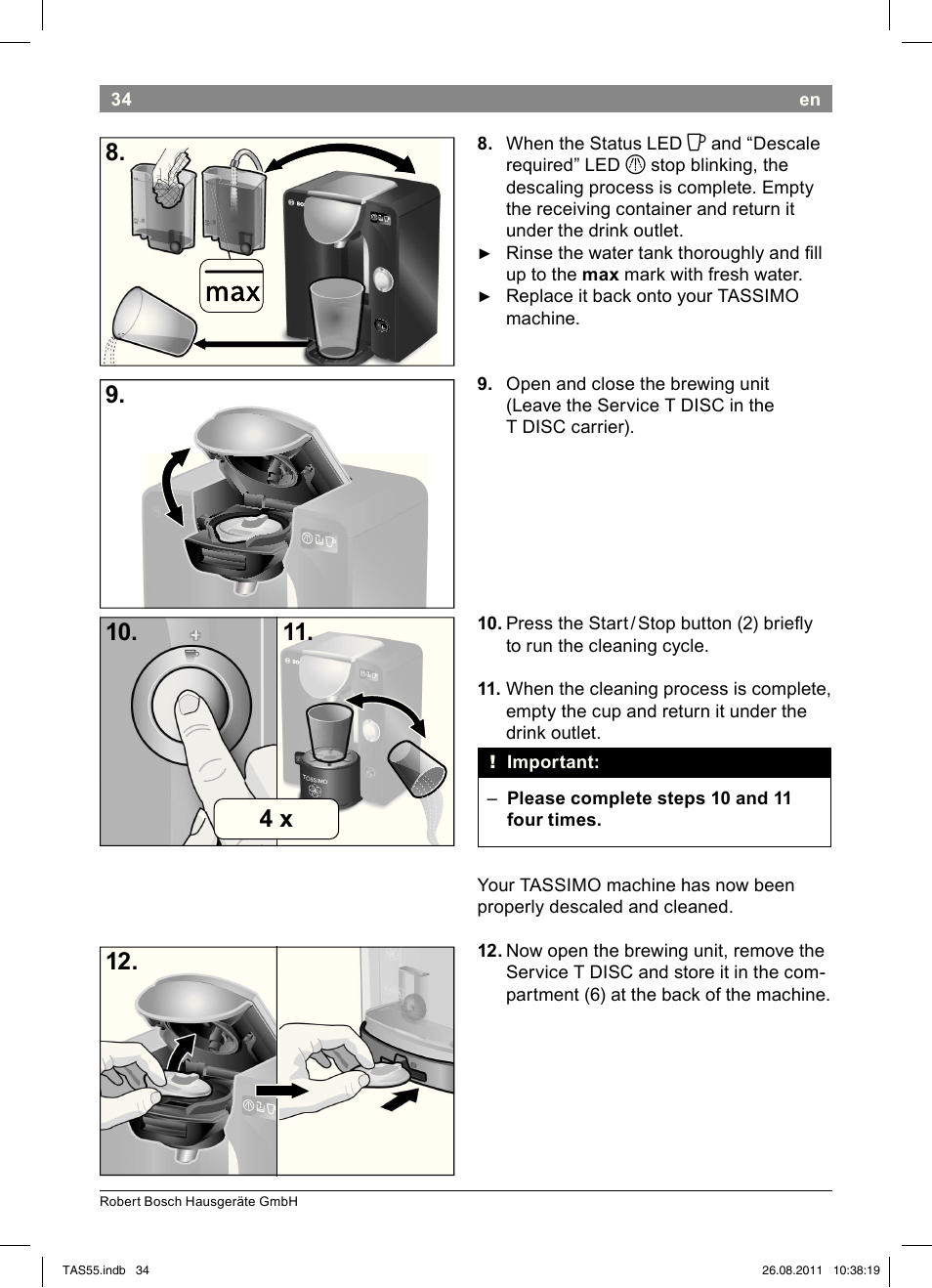 Bosch TASSIMO Multi-Getränke-Automat T55 TAS5542 opal black schwarz User Manual | Page 36 / 190