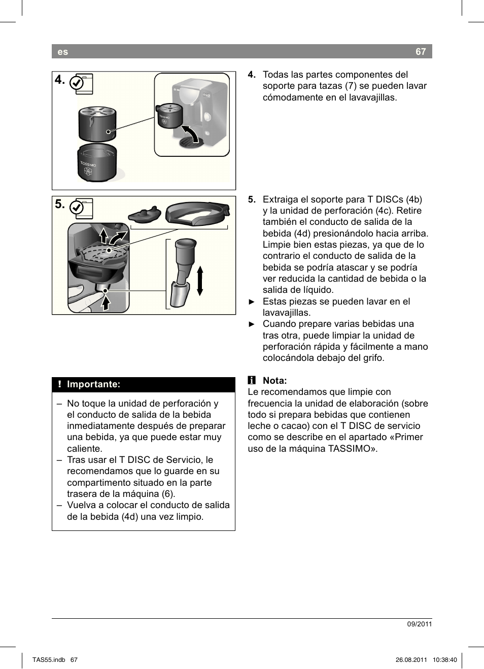Bosch TASSIMO Multi-Getränke-Automat T55 TAS5542 opal black schwarz User Manual | Page 69 / 190