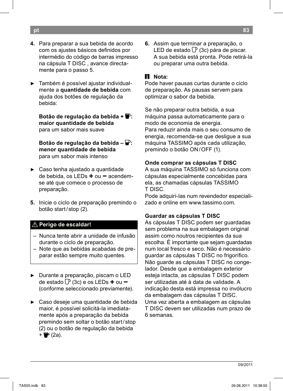 Bosch TASSIMO Multi-Getränke-Automat T55 TAS5542 opal black schwarz User Manual | Page 85 / 190