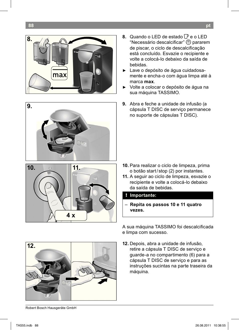 Bosch TASSIMO Multi-Getränke-Automat T55 TAS5542 opal black schwarz User Manual | Page 90 / 190