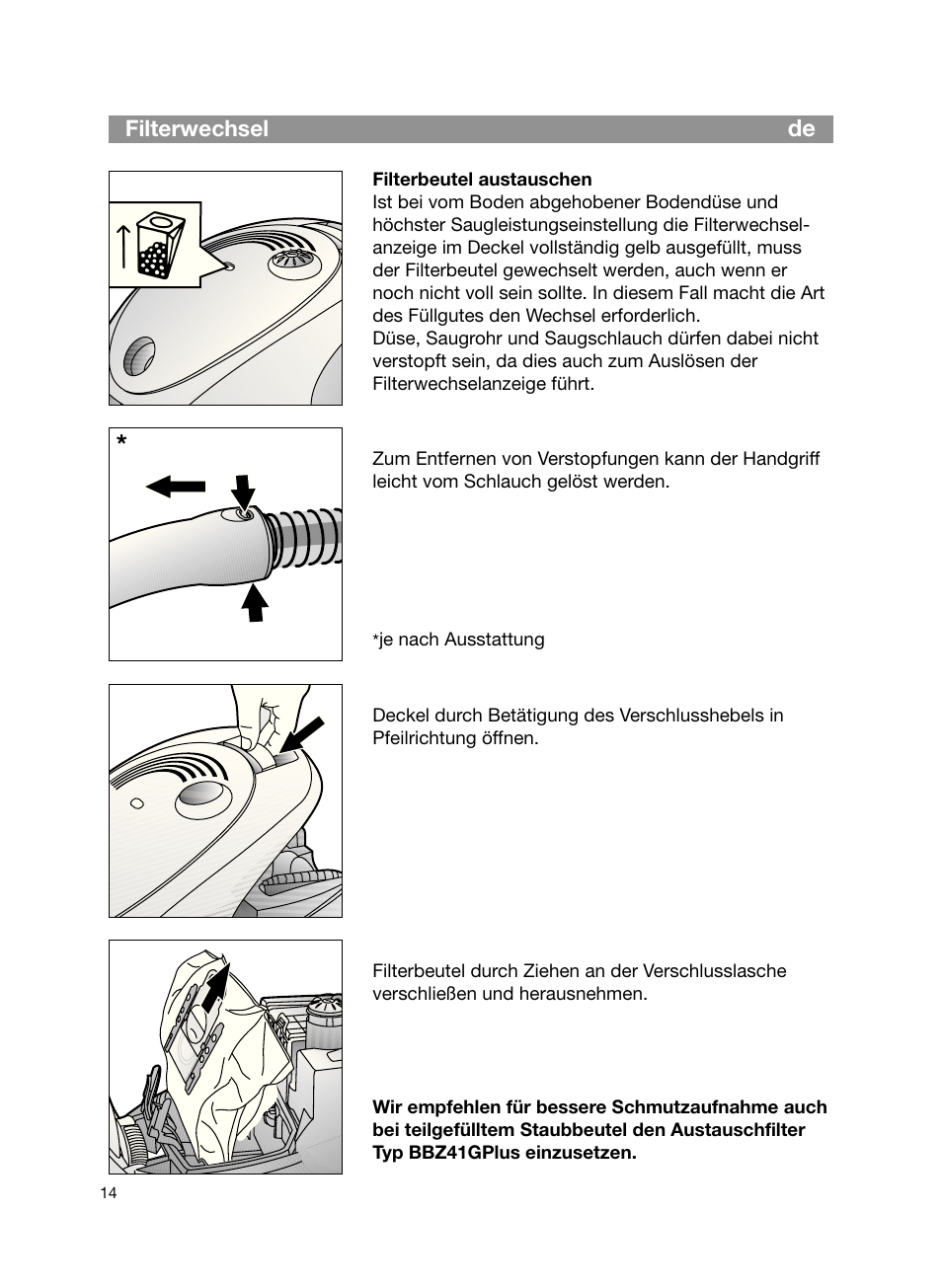 Bosch Bodenstaubsauger Beutel BSG61666 nordkapblau-metallic Bosch logo compressor technology hepa User Manual | Page 14 / 100