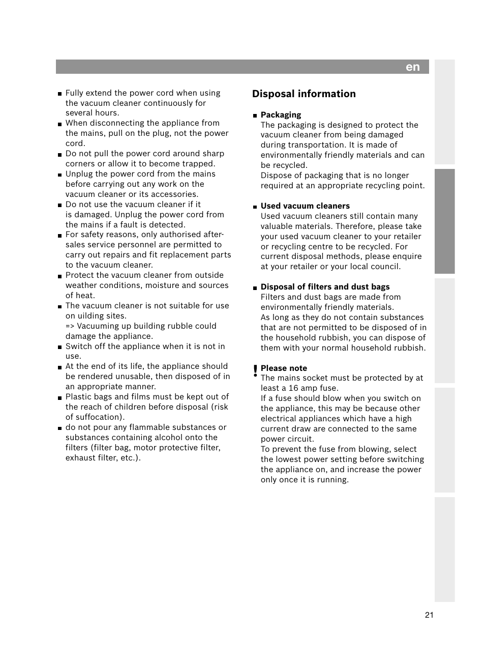 Bosch Bodenstaubsauger Beutel BSG61666 nordkapblau-metallic Bosch logo compressor technology hepa User Manual | Page 21 / 100