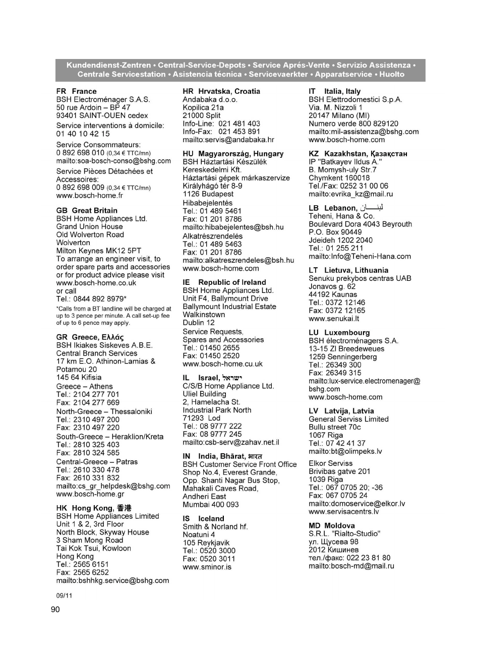 Bosch Bodenstaubsauger Beutel BSG61666 nordkapblau-metallic Bosch logo compressor technology hepa User Manual | Page 90 / 100
