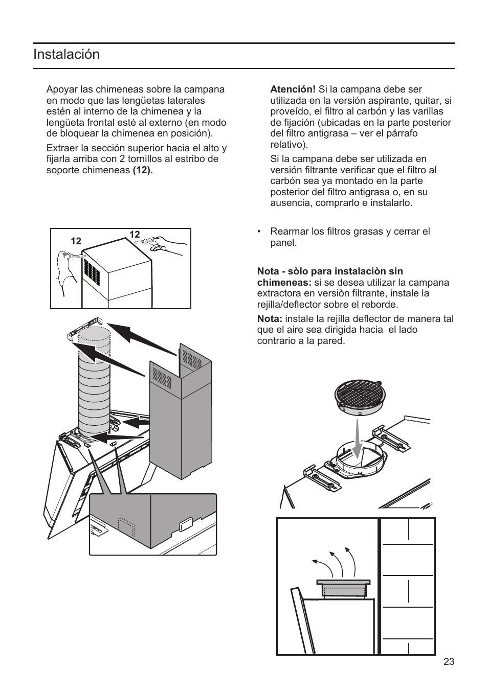 Instalación | Bosch DWK09M720 Polar Weiß Wandesse 90 cm Schräg-Essen-Design User Manual | Page 23 / 32