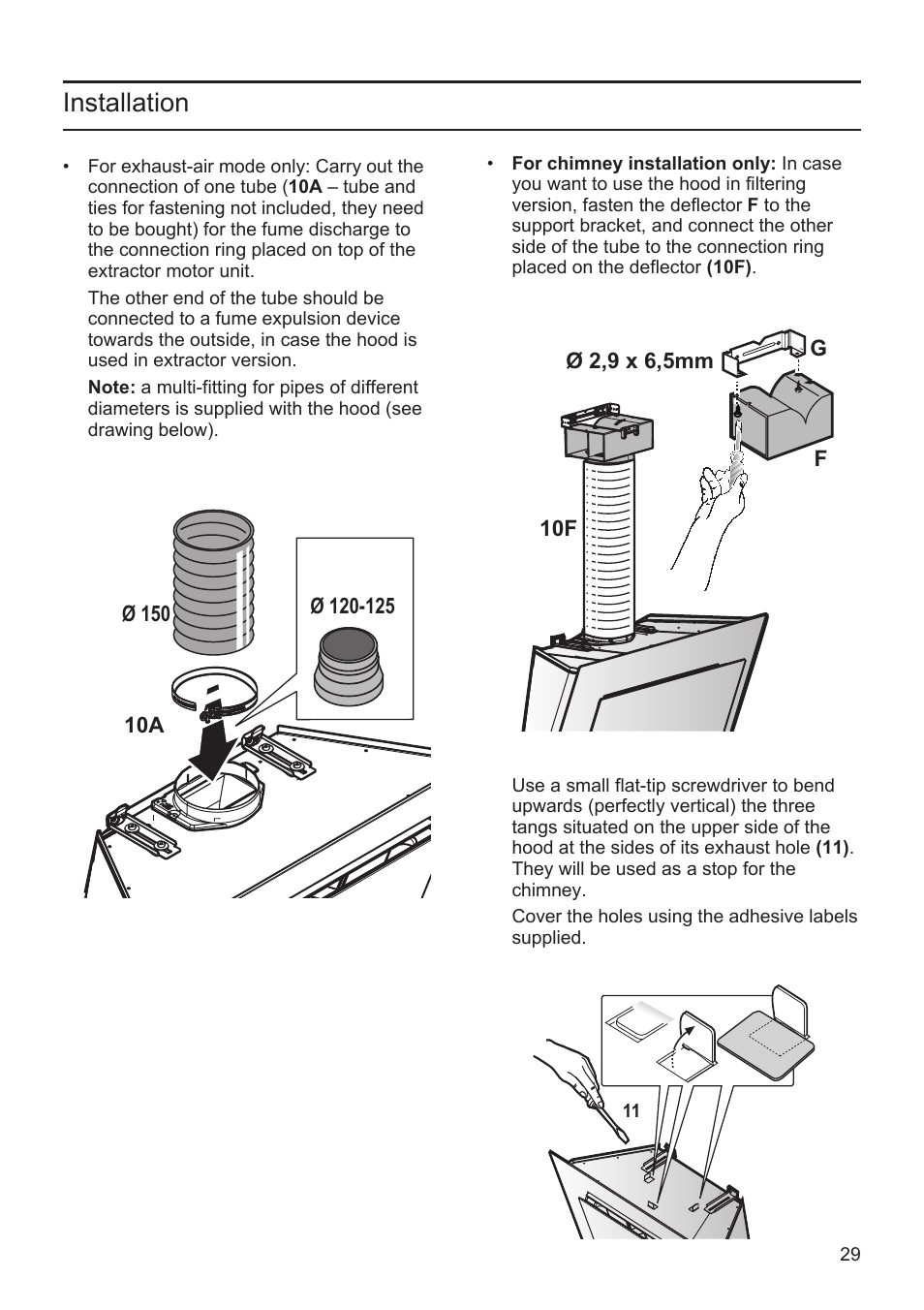 Installation | Bosch DWK09M720 Polar Weiß Wandesse 90 cm Schräg-Essen-Design User Manual | Page 29 / 32