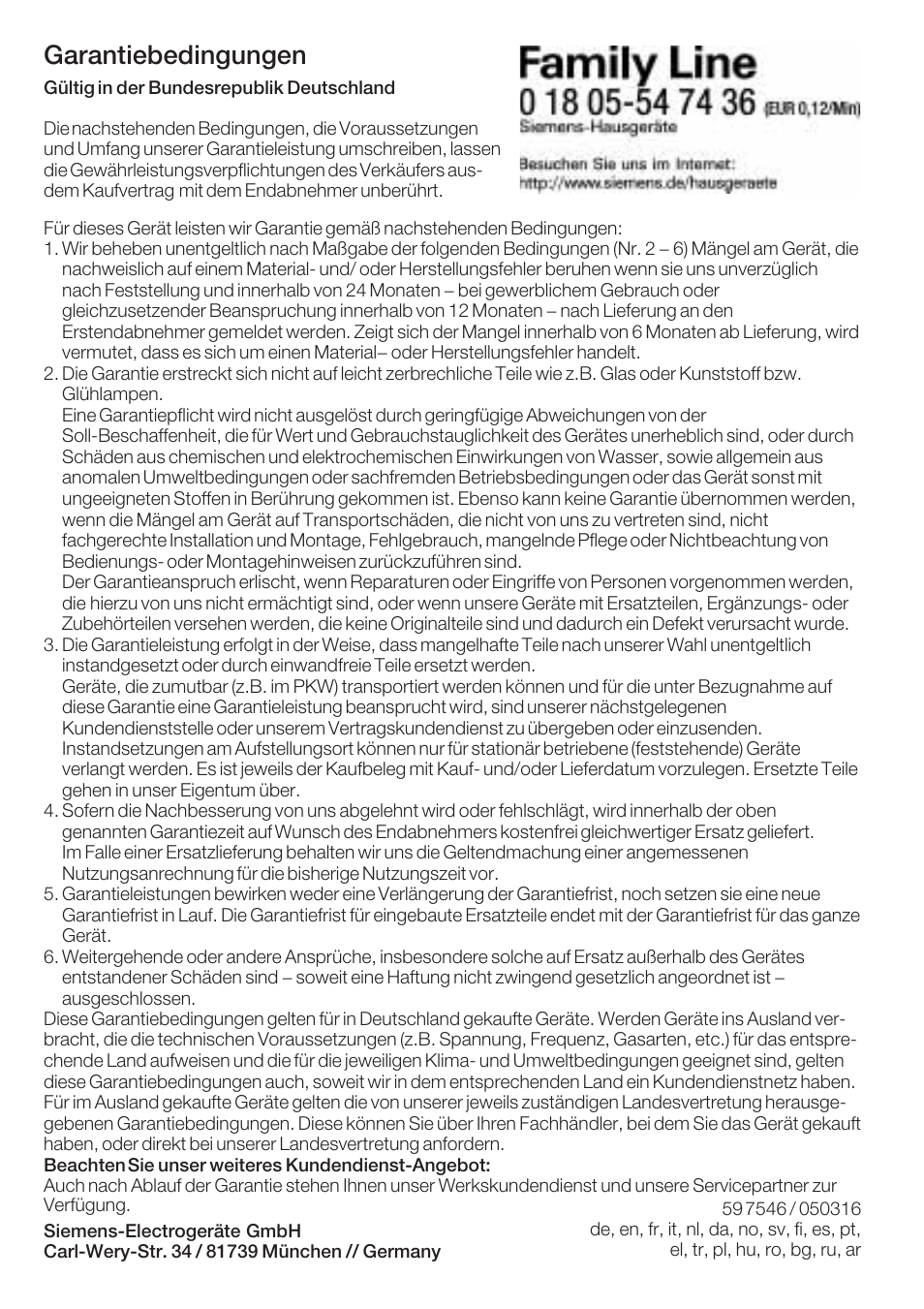 Garantiebedingungen | Bosch TAT6313 User Manual | Page 44 / 46