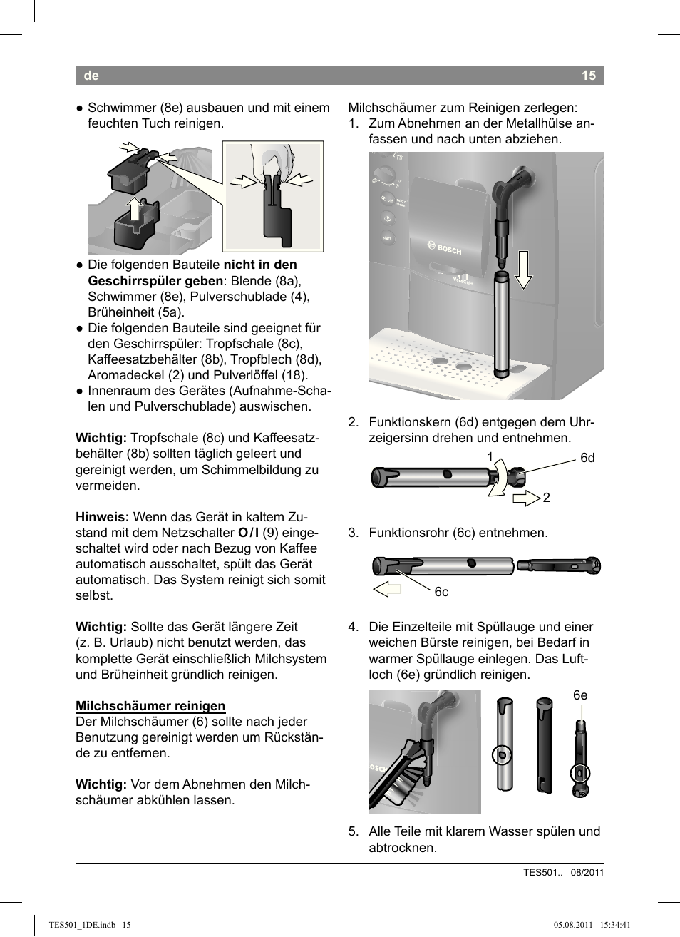Bosch TES50159DE VeroCafe Kaffeevollautomat schwarz User Manual | Page 15 / 78