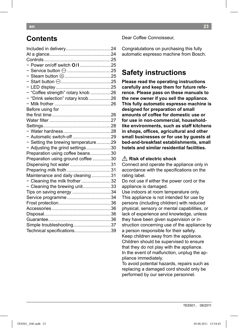 Bosch TES50159DE VeroCafe Kaffeevollautomat schwarz User Manual | Page 23 / 78