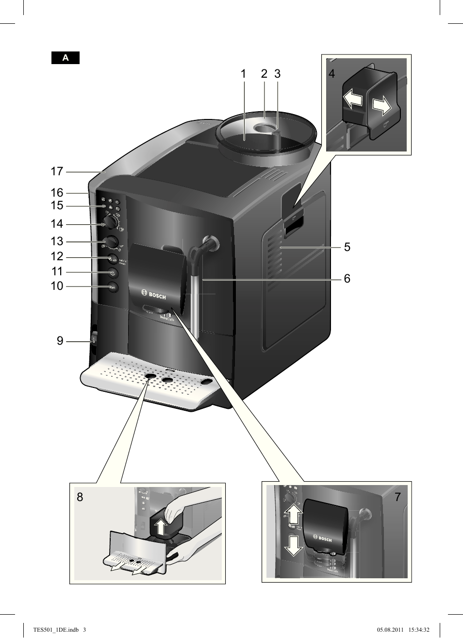 Bosch TES50159DE VeroCafe Kaffeevollautomat schwarz User Manual | Page 3 / 78