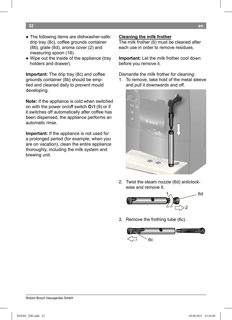 Bosch TES50159DE VeroCafe Kaffeevollautomat schwarz User Manual | Page 32 / 78