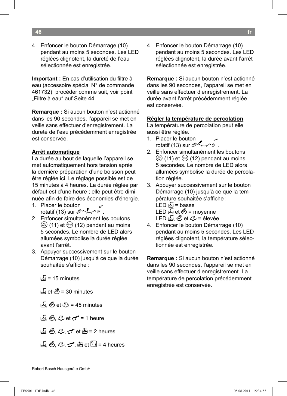 Bosch TES50159DE VeroCafe Kaffeevollautomat schwarz User Manual | Page 46 / 78