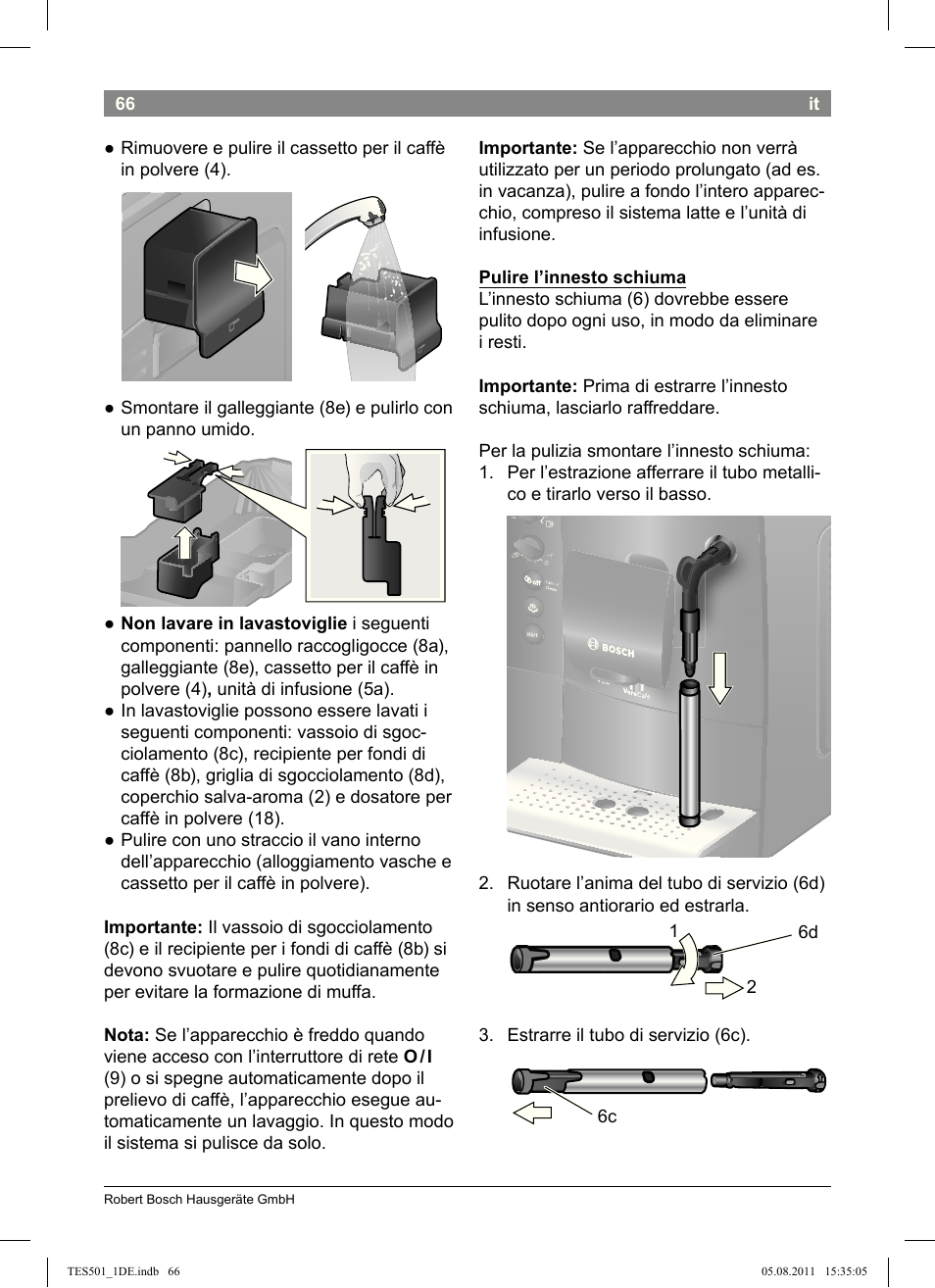 Bosch TES50159DE VeroCafe Kaffeevollautomat schwarz User Manual | Page 66 / 78