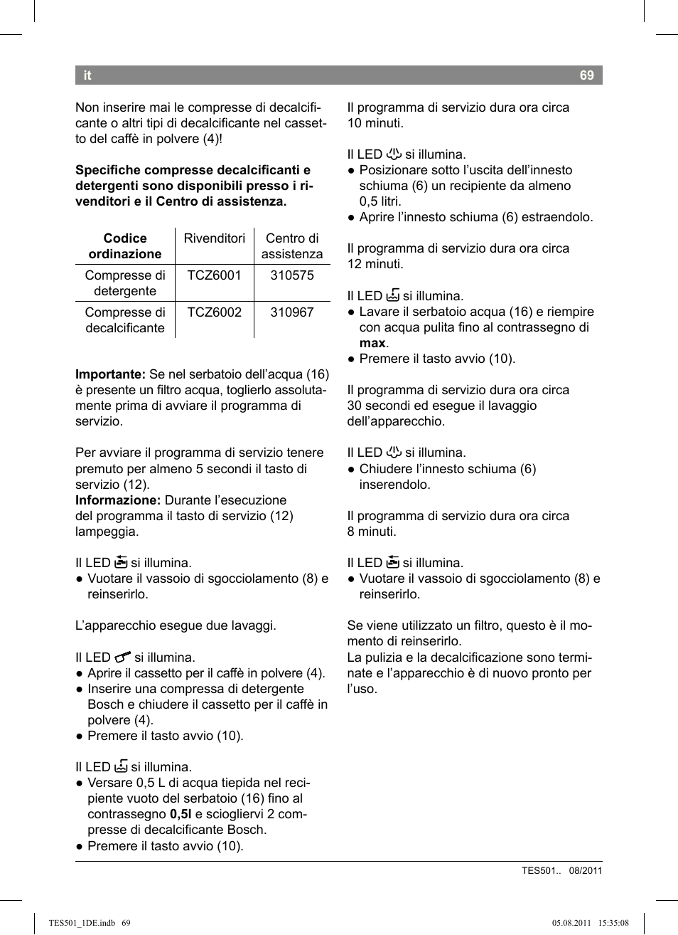 Bosch TES50159DE VeroCafe Kaffeevollautomat schwarz User Manual | Page 69 / 78