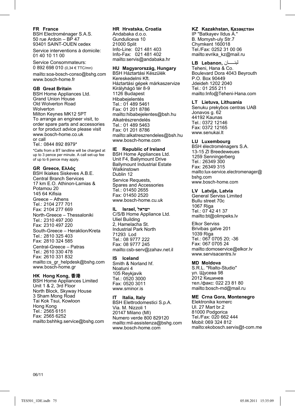 Bosch TES50159DE VeroCafe Kaffeevollautomat schwarz User Manual | Page 75 / 78