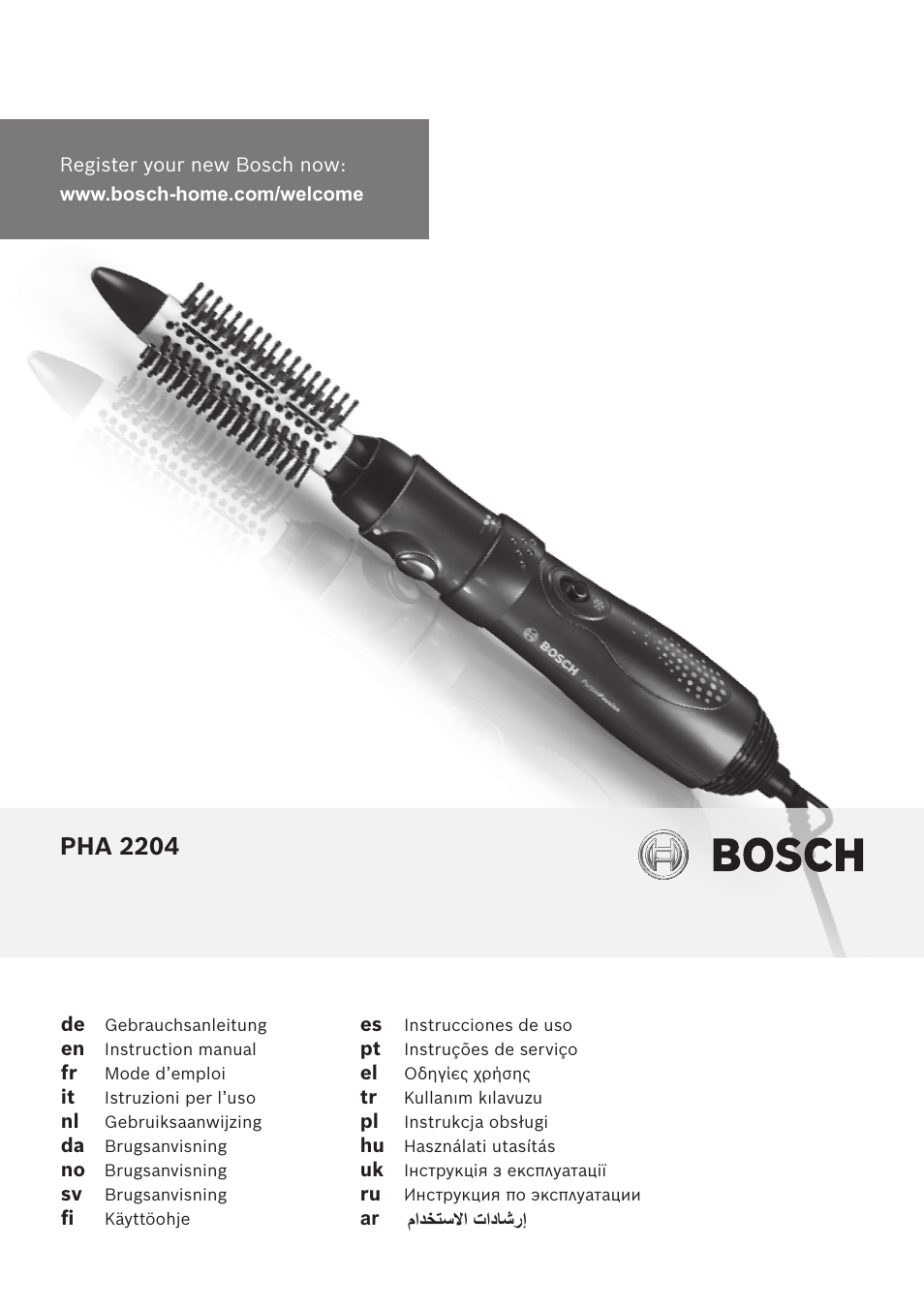 Bosch PHA2204 Warmluftstylingbürste Purple Passion User Manual | 84 pages