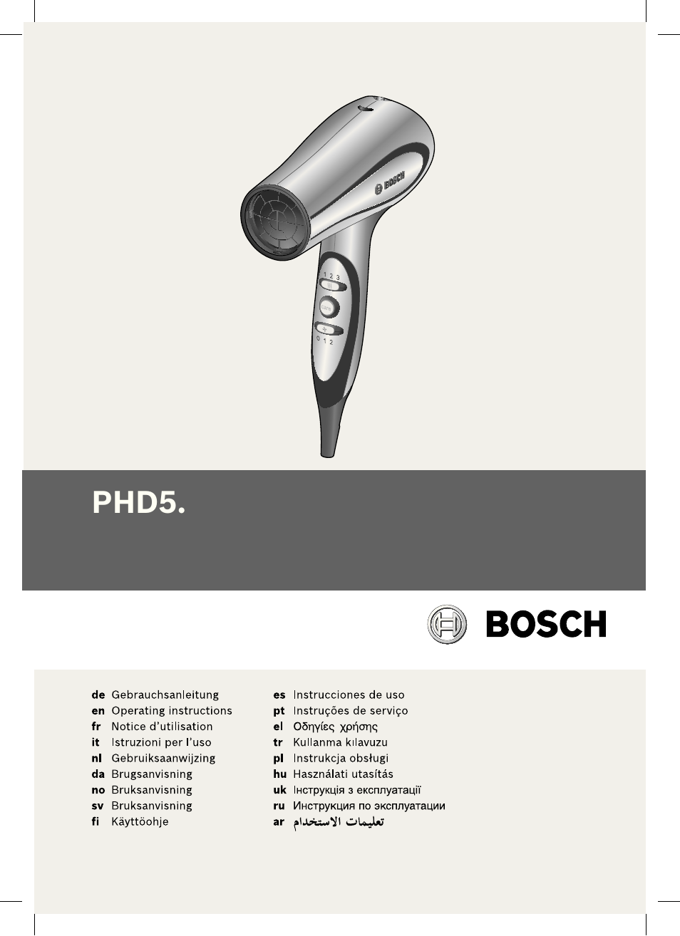 Bosch PHD5513 Haartrockner beautixx comfort User Manual | 74 pages