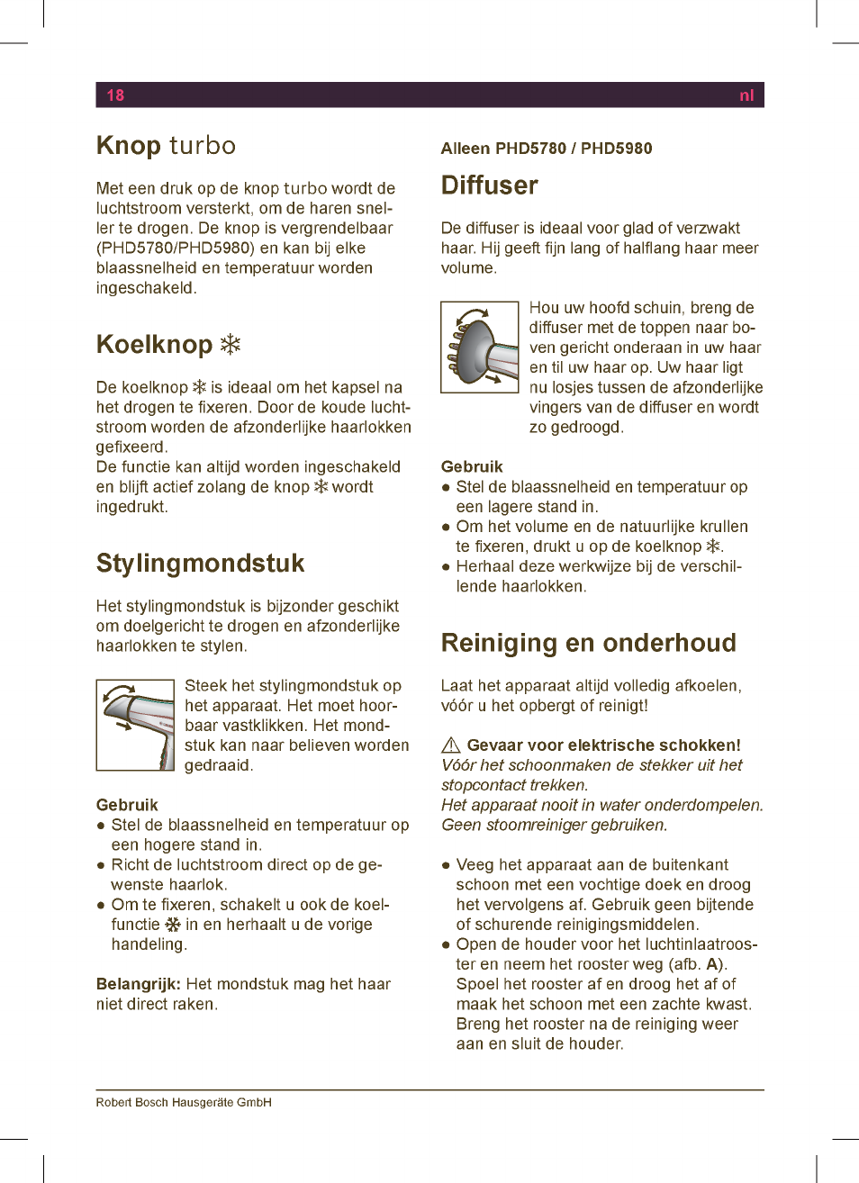 Bosch PHD5513 Haartrockner beautixx comfort User Manual | Page 20 / 74