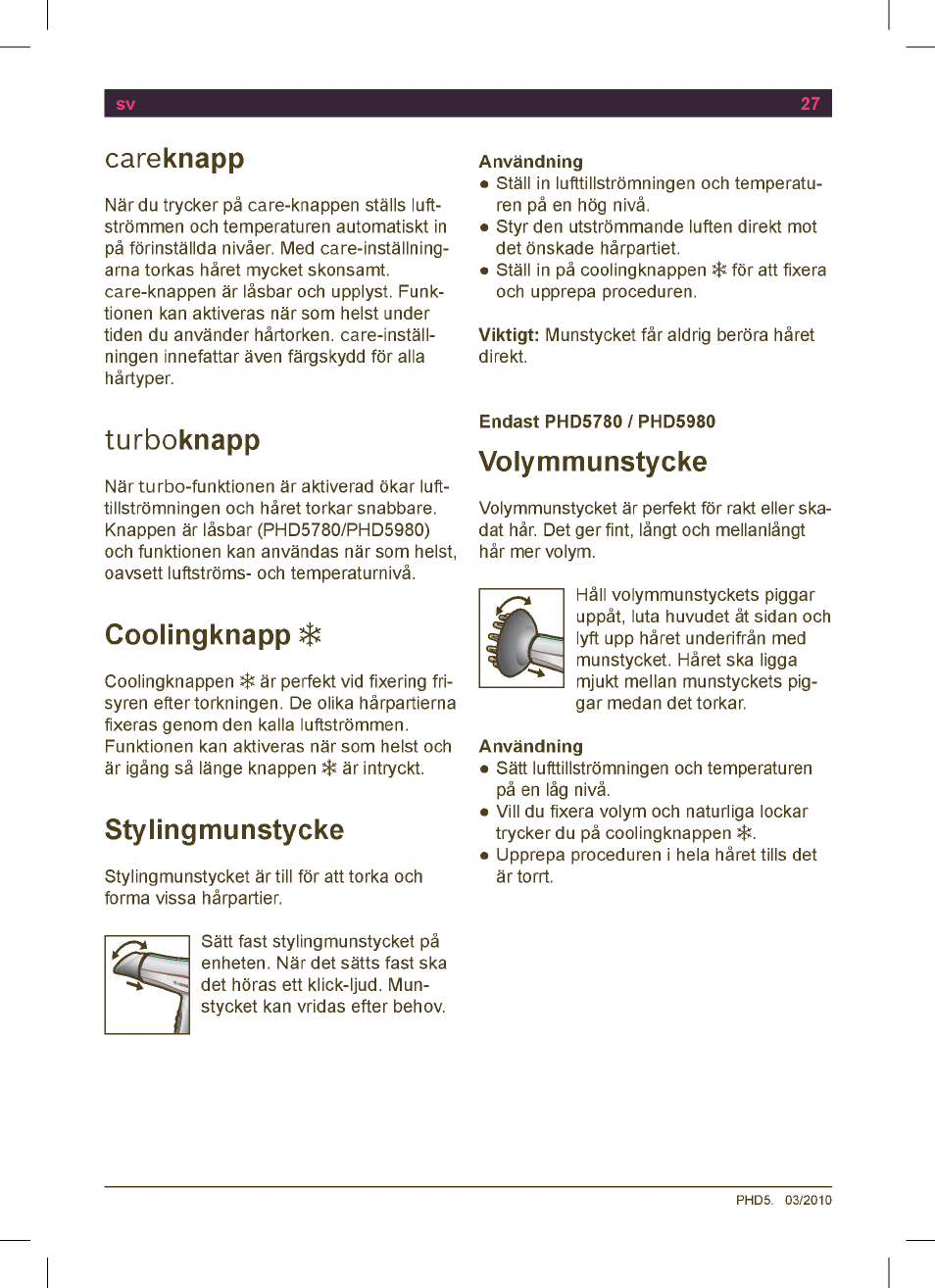 Bosch PHD5513 Haartrockner beautixx comfort User Manual | Page 29 / 74