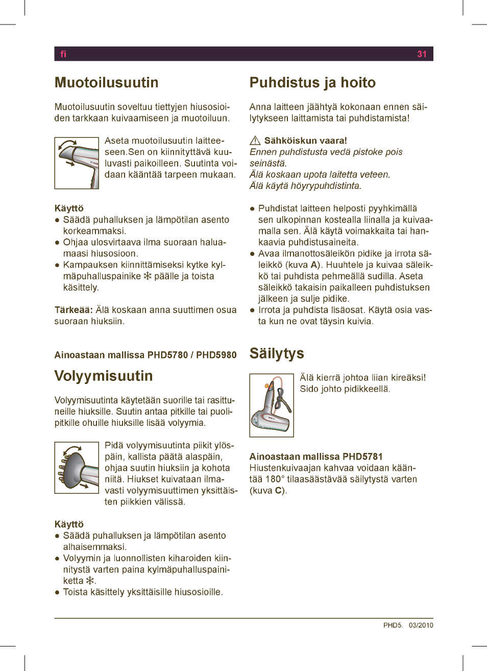 Bosch PHD5513 Haartrockner beautixx comfort User Manual | Page 33 / 74