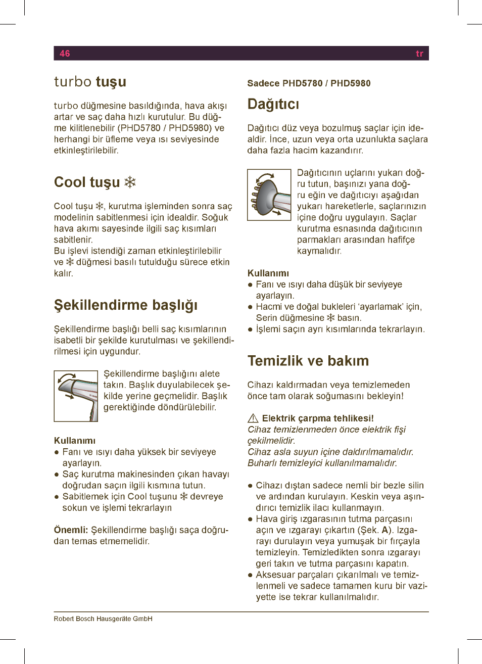 Bosch PHD5513 Haartrockner beautixx comfort User Manual | Page 48 / 74