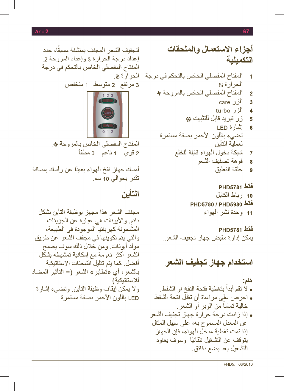 Bosch PHD5513 Haartrockner beautixx comfort User Manual | Page 69 / 74