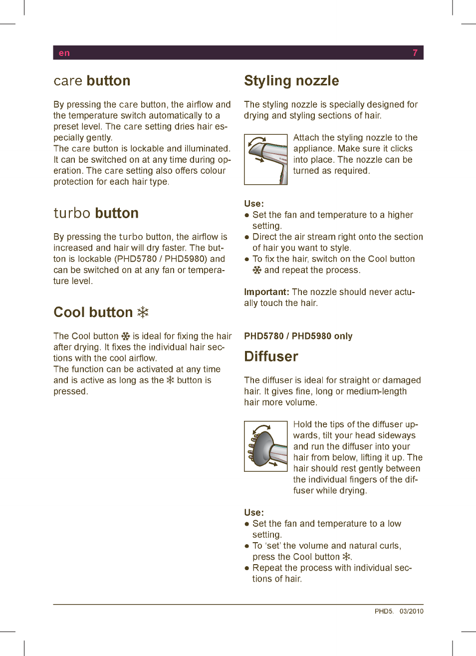 Bosch PHD5513 Haartrockner beautixx comfort User Manual | Page 9 / 74