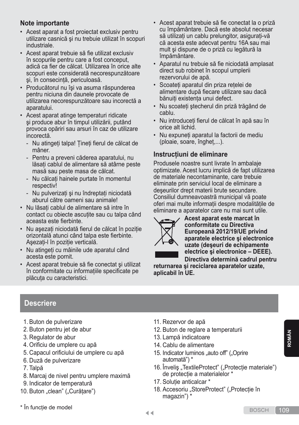 Descriere | Bosch Dampfbügeleisen Sensixxx DA50 ProEnergy TDA502412E weiß grün User Manual | Page 111 / 128