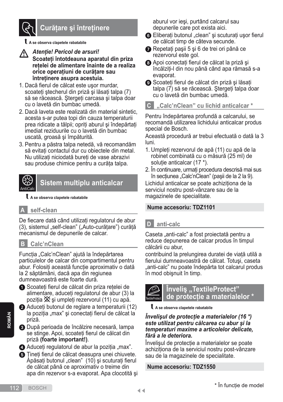 Curăţare şi întreţinere, Sistem multiplu anticalcar | Bosch Dampfbügeleisen Sensixxx DA50 ProEnergy TDA502412E weiß grün User Manual | Page 114 / 128