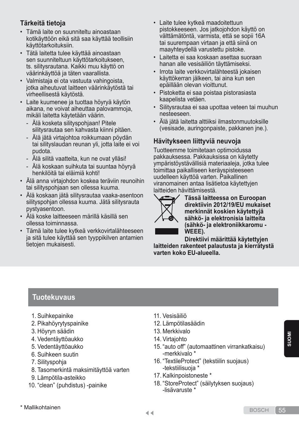 Tuotekuvaus | Bosch Dampfbügeleisen Sensixxx DA50 ProEnergy TDA502412E weiß grün User Manual | Page 57 / 128