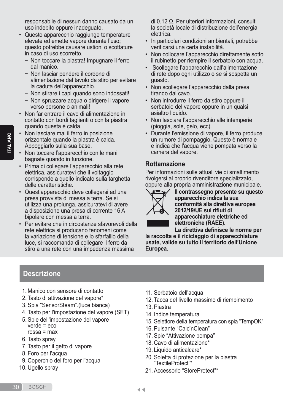 Descrizione | Bosch Kompakt-Dampfgenerator Sensixx´x DI90 AntiShine TDI903231A anthrazit metallic rosso rot User Manual | Page 32 / 160