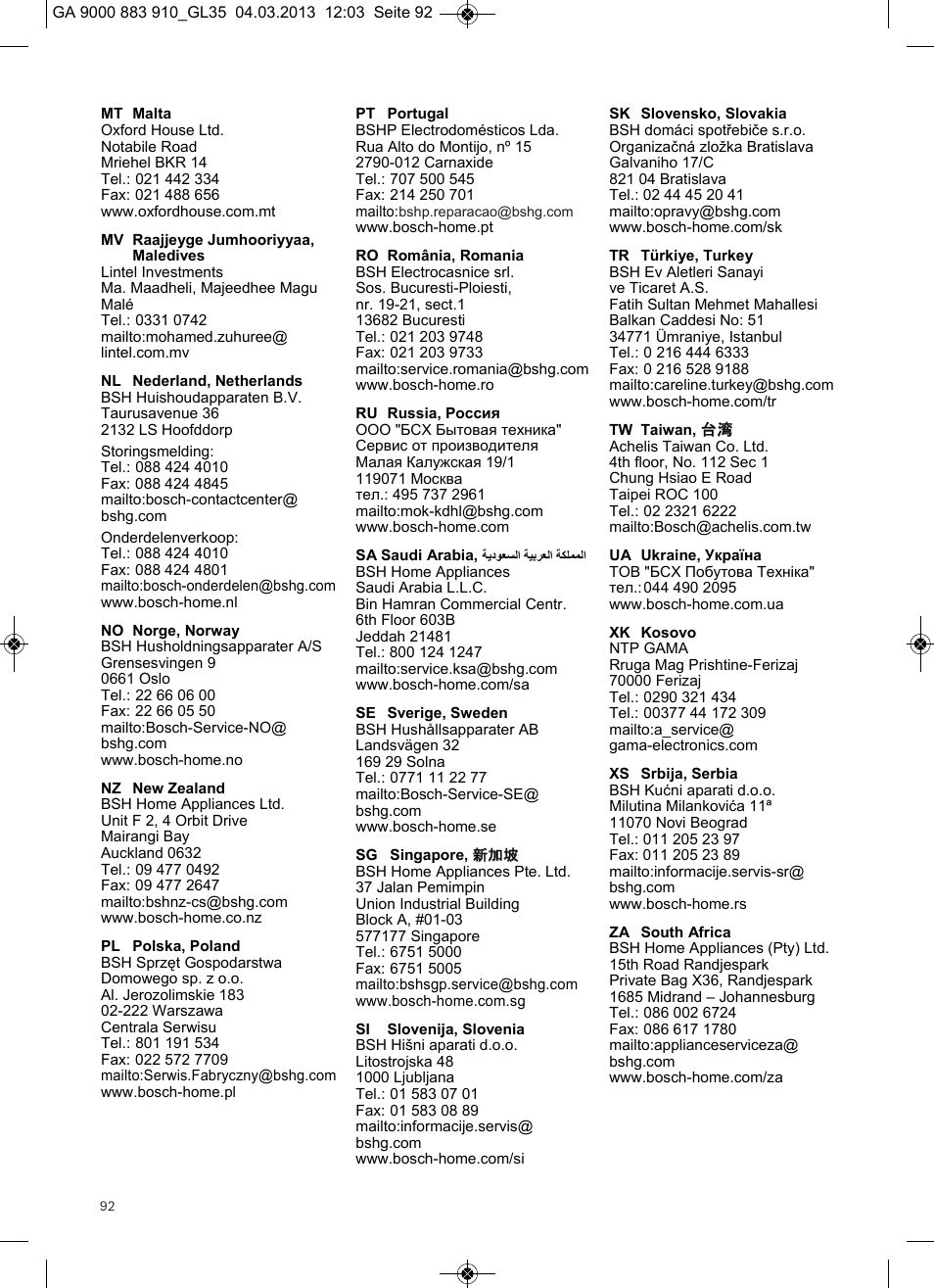 Bosch MoveOn Bodenstaubsauger mit Staubbeutel BGL35MOVE2 flaming red User Manual | Page 93 / 110