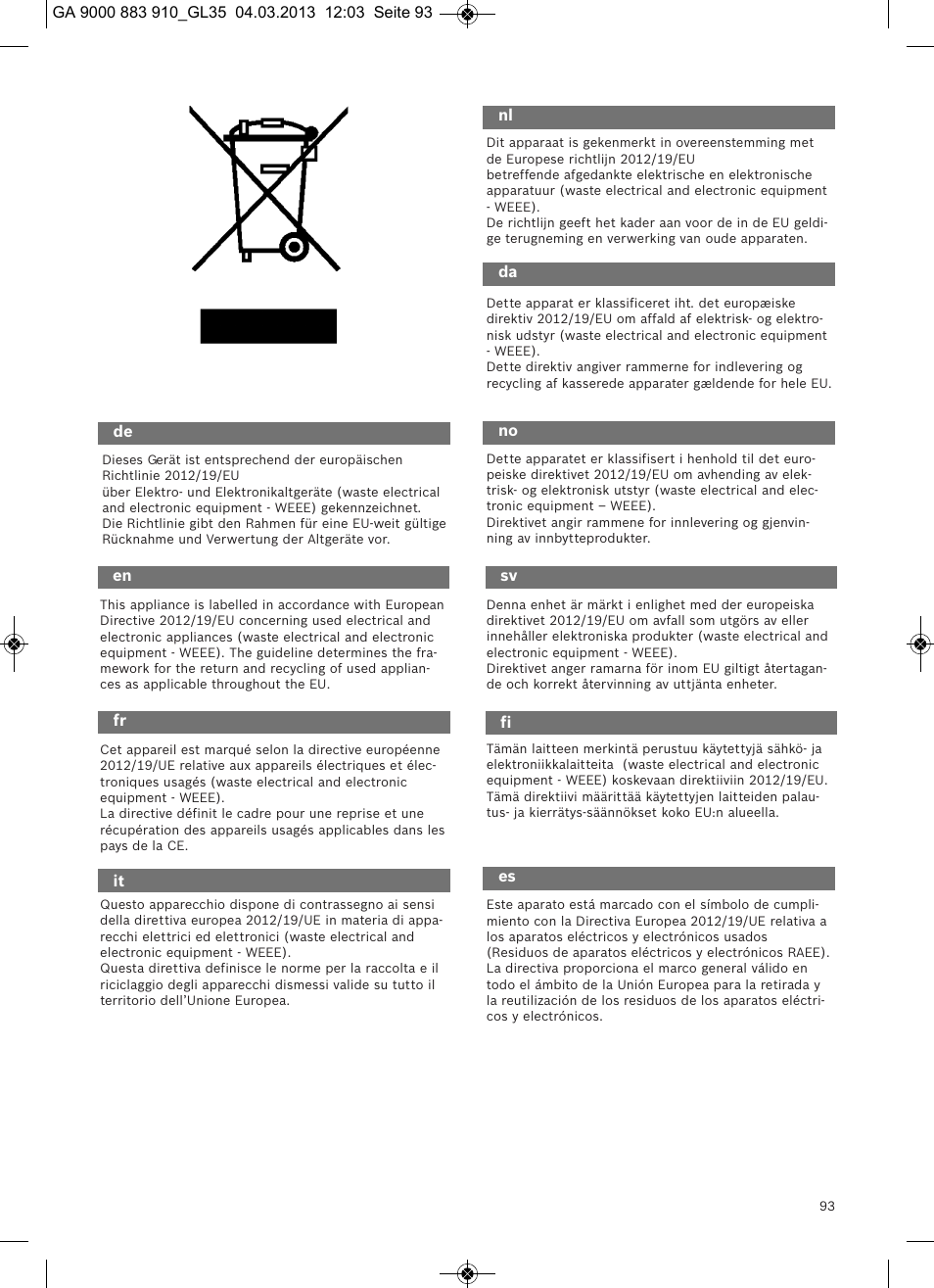 Bosch MoveOn Bodenstaubsauger mit Staubbeutel BGL35MOVE2 flaming red User Manual | Page 94 / 110