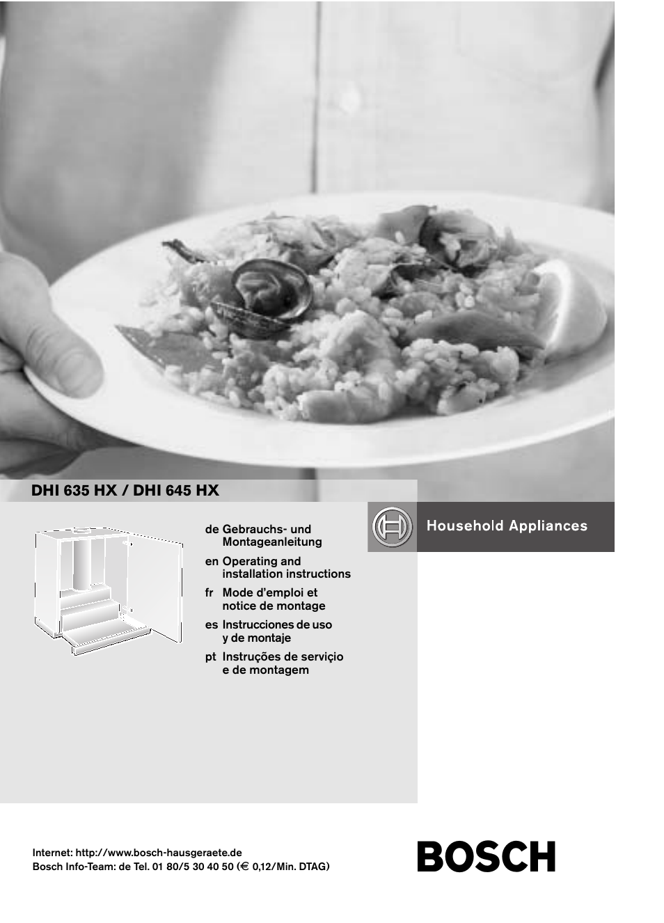 Bosch DHI645H grau-metallic Flachschirmhaube 60 cm User Manual | 68 pages
