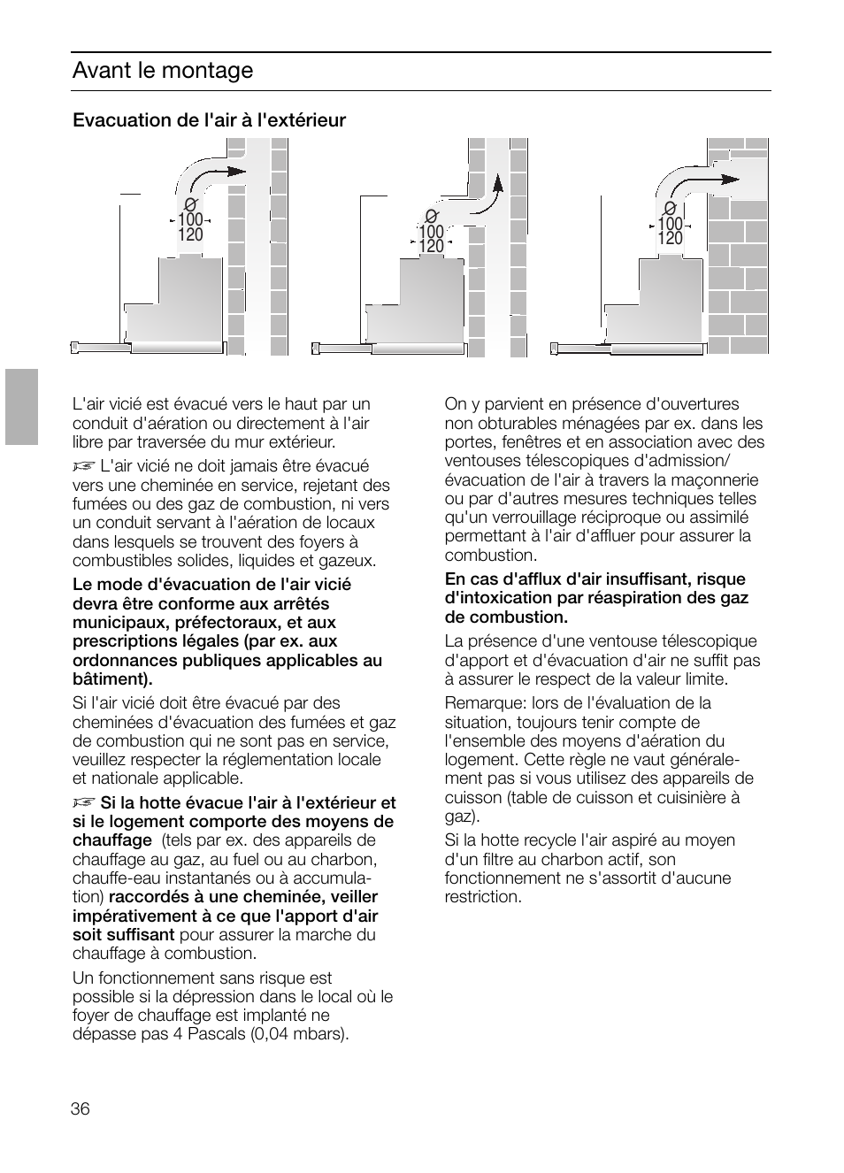 Avant le montage | Bosch DHI645H grau-metallic Flachschirmhaube 60 cm User Manual | Page 36 / 68