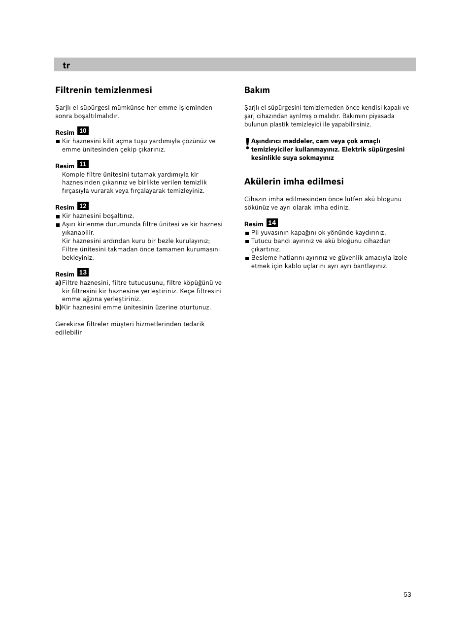 Filtrenin temizlenmesi, Bakım, Akülerin imha edilmesi | Bosch 14.4V WetDry Akkusauger mit Tisch-Wandhalter BKS4043 silber User Manual | Page 55 / 98