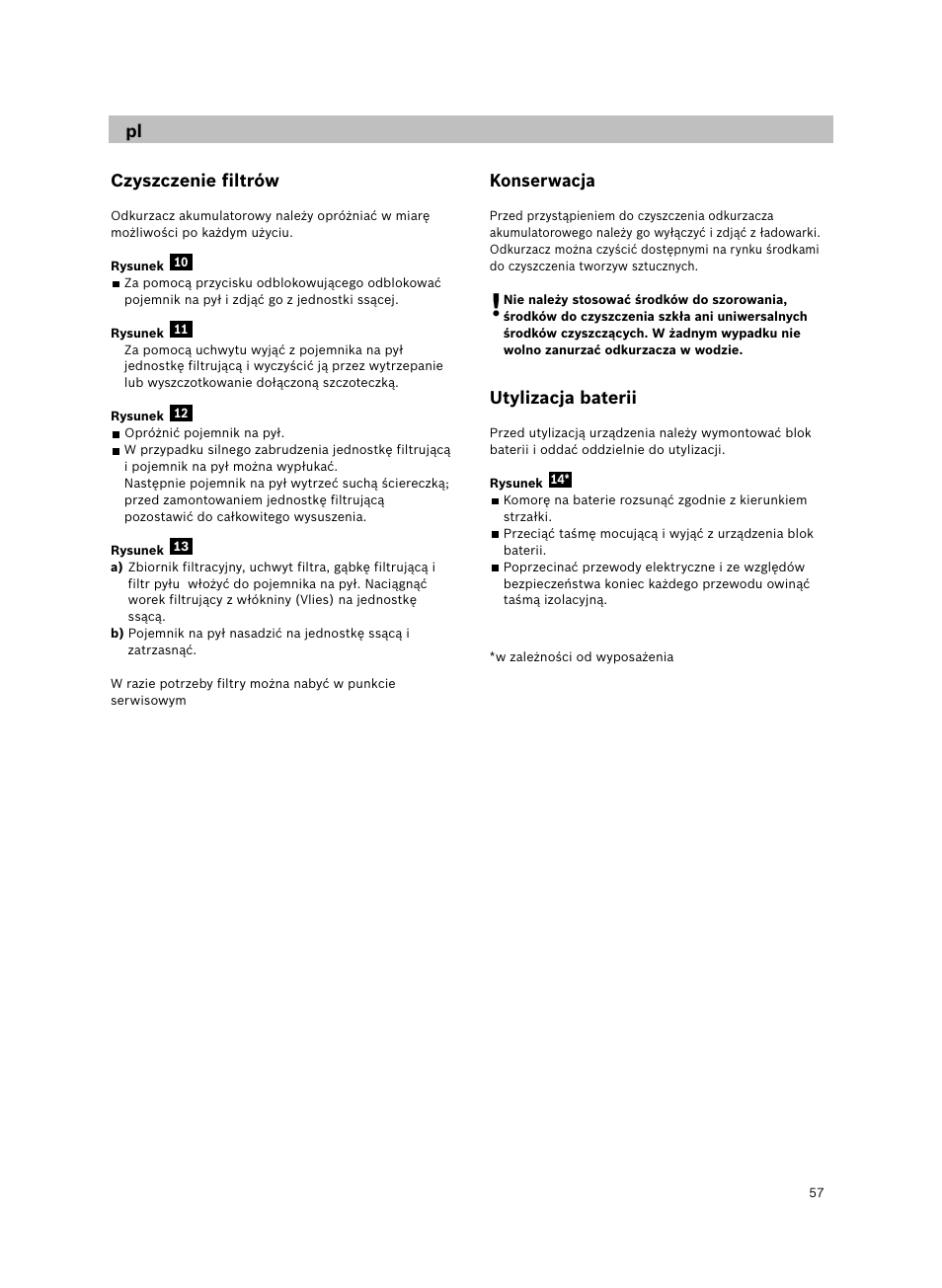 Czyszczenie filtrów, Konserwacja, Utylizacja baterii | Bosch 14.4V WetDry Akkusauger mit Tisch-Wandhalter BKS4043 silber User Manual | Page 59 / 98