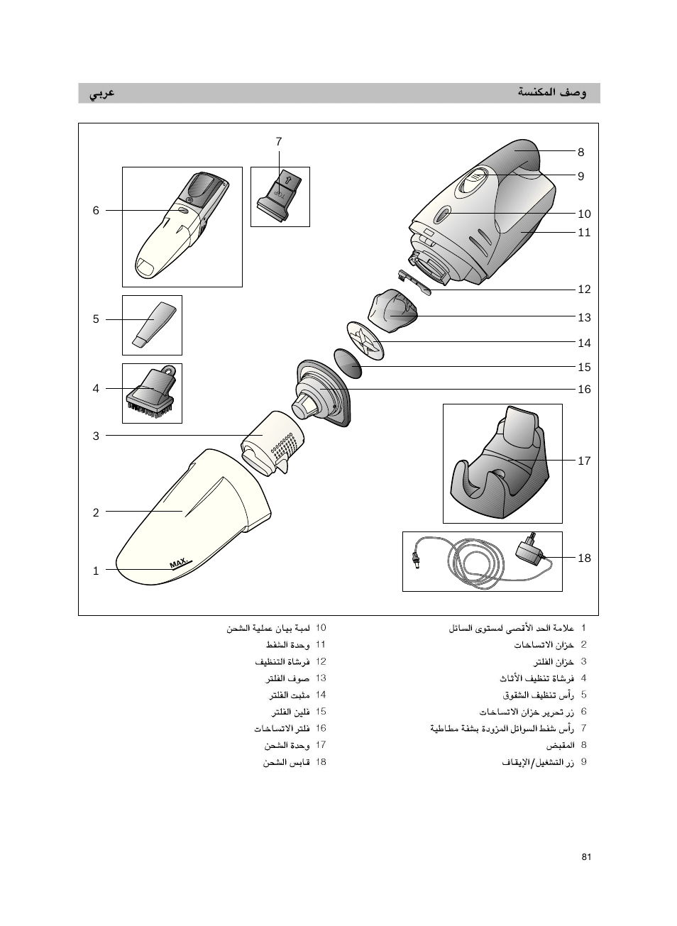 Bosch 14.4V WetDry Akkusauger mit Tisch-Wandhalter BKS4043 silber User Manual | Page 83 / 98