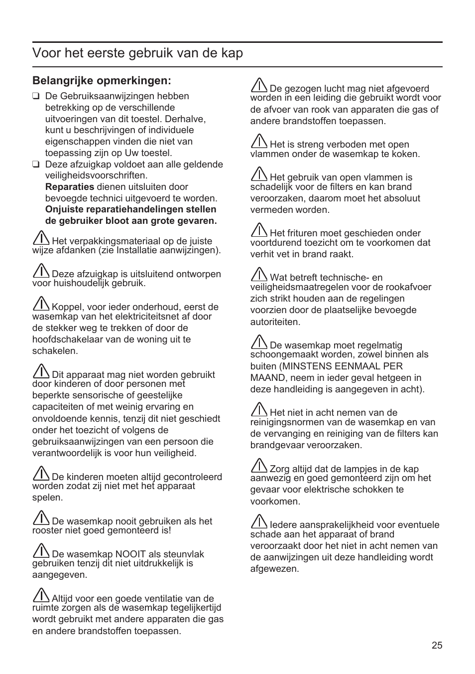 Voor het eerste gebruik van de kap | Bosch DWK096652 Edelstahl User Manual | Page 25 / 84