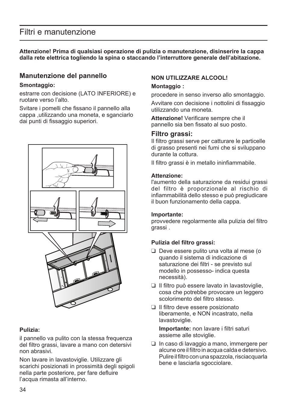 Filtri e manutenzione | Bosch DWK096652 Edelstahl User Manual | Page 34 / 84