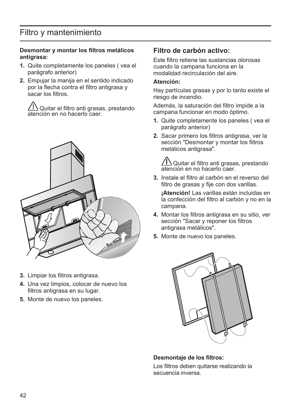 Filtro y mantenimiento | Bosch DWK096652 Edelstahl User Manual | Page 42 / 84