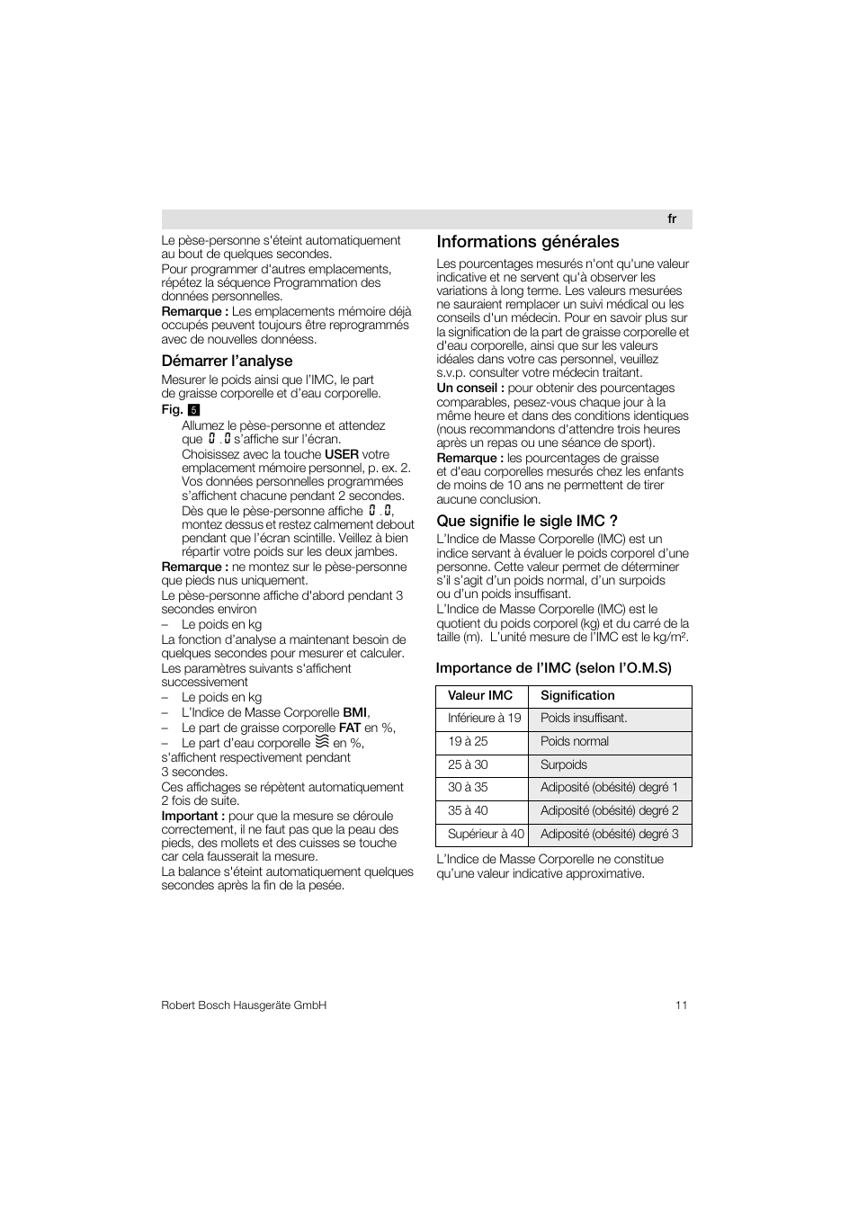 Informations générales | Bosch PPW3320 Analysewaage elektronisch AxxenceSlimLine Analysis User Manual | Page 11 / 84