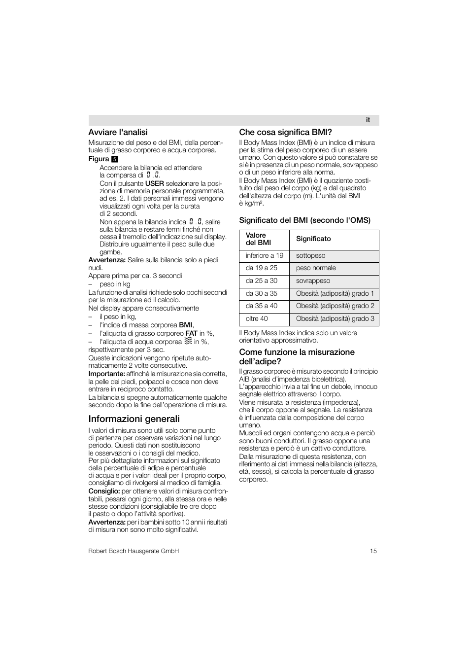 Informazioni generali | Bosch PPW3320 Analysewaage elektronisch AxxenceSlimLine Analysis User Manual | Page 15 / 84
