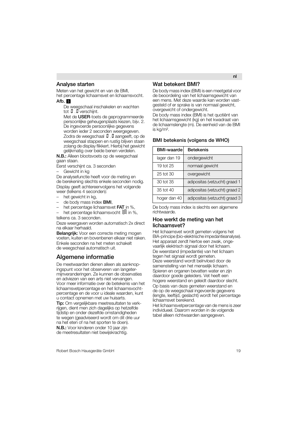 Algemene informatie | Bosch PPW3320 Analysewaage elektronisch AxxenceSlimLine Analysis User Manual | Page 19 / 84
